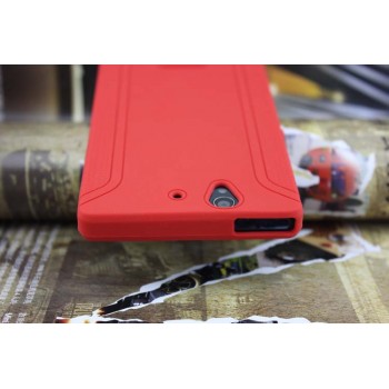Силиконовый матовый непрозрачный чехол с нескользящими гранями для Sony Xperia Z  Красный