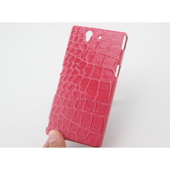 Пластиковый непрозрачный матовый чехол с текстурным покрытием Кожа для Sony Xperia Z Красный
