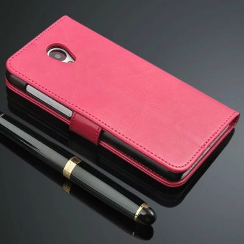 Глянцевый чехол портмоне подставка с магнитной защелкой для Meizu M2 Note Розовый
