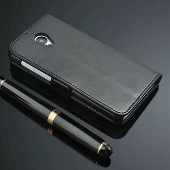 Глянцевый чехол портмоне подставка с магнитной защелкой для Meizu M2 Note Черный