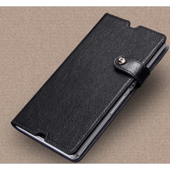 Глянцевый чехол портмоне подставка на клеевой основе на магнитной защелке док-совместимый для Sony Xperia Z Черный