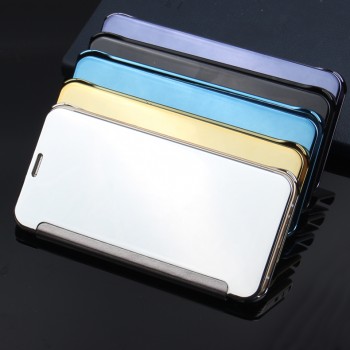 Пластиковый полупрозрачный чехол с полупрозрачной крышкой с зеркальным покрытием для Samsung Galaxy J1 (2016)