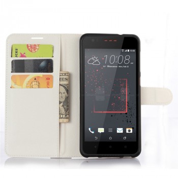 Чехол портмоне подставка на силиконовой основе на магнитной защелке для HTC Desire 825 Белый