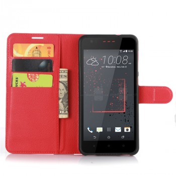 Чехол портмоне подставка на силиконовой основе на магнитной защелке для HTC Desire 825 Красный
