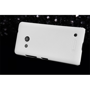 Пластиковый непрозрачный матовый нескользящий премиум чехол для Microsoft Lumia 550 Белый