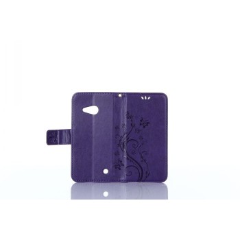 Чехол портмоне подставка текстура Узоры на силиконовой основе на магнитной защелке для Microsoft Lumia 550 Фиолетовый