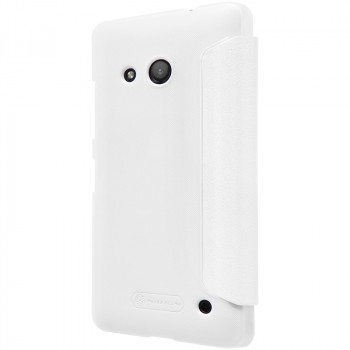 Чехол горизонтальная книжка на пластиковой нескользящей премиум основе с тканевым покрытием для Microsoft Lumia 550  Белый
