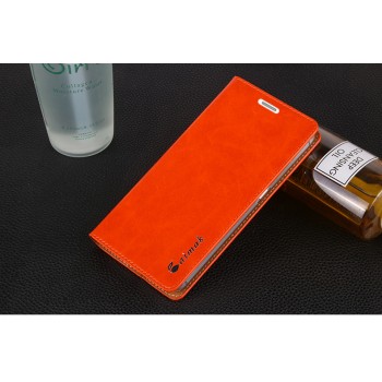 Вощеный чехол горизонтальная книжка подставка на пластиковой основе на присосках для Microsoft Lumia 640 XL  Оранжевый