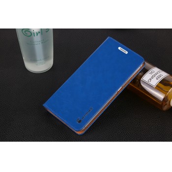 Вощеный чехол горизонтальная книжка подставка на пластиковой основе на присосках для Microsoft Lumia 640 XL  Синий