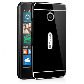 Двухкомпонентный чехол c металлическим бампером с поликарбонатной накладкой для Microsoft Lumia 640 XL  Черный
