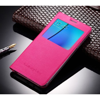 Чехол горизонтальная книжка на пластиковой основе с окном вызова для Samsung Galaxy J5 Пурпурный