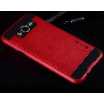 Противоударный двухкомпонентный силиконовый матовый непрозрачный чехол с поликарбонатными вставками экстрим защиты для Samsung Galaxy J5 Красный