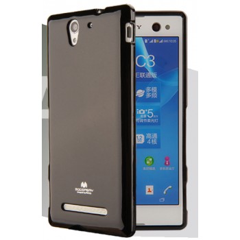 Силиконовый глянцевый непрозрачный чехол для Sony Xperia C4  Черный