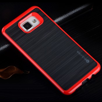 Двухкомпонентный силиконовый матовый непрозрачный чехол с поликарбонатным бампером для Samsung Galaxy A5 (2016)  Красный