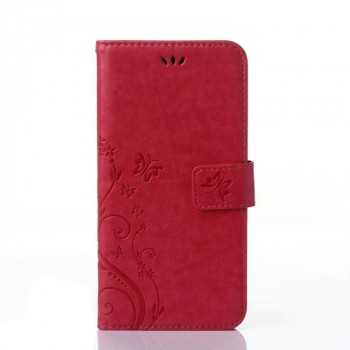 Чехол портмоне подставка текстура Узоры на силиконовой основе на магнитной защелке для Sony Xperia X Красный