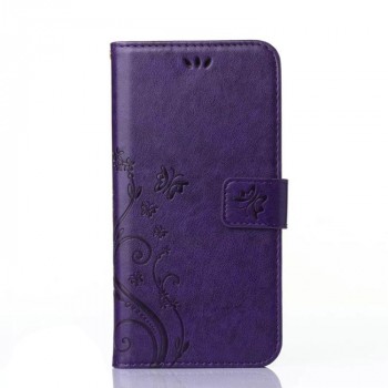 Чехол портмоне подставка текстура Узоры на силиконовой основе на магнитной защелке для Sony Xperia X Фиолетовый