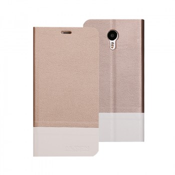 Чехол горизонтальная книжка подставка текстура Линии на пластиковой основе для Meizu M3 Note  Бежевый