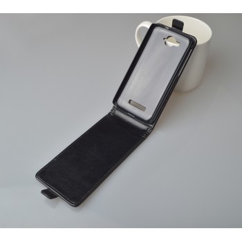 Чехол вертикальная книжка на пластиковой основе на магнитной защелке для Alcatel One Touch Pop C7  Черный