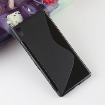 Силиконовый матовый полупрозрачный чехол с дизайнерской текстурой S для Sony Xperia XA Ultra  Черный