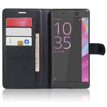 Чехол портмоне подставка на силиконовой основе на магнитной защелке для Sony Xperia XA Ultra  Черный