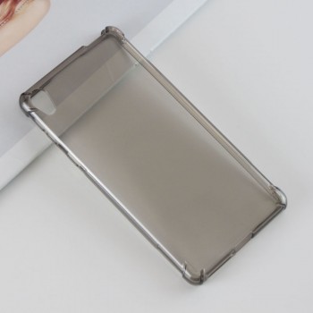 Силиконовый глянцевый полупрозрачный чехол с усиленными углами для Sony Xperia E5 Серый