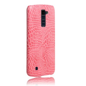 Чехол задняя накладка для LG K10 с текстурой кожи Розовый
