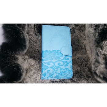 Чехол портмоне подставка текстура Узоры на силиконовой основе на магнитной защелке для LG K10  Голубой