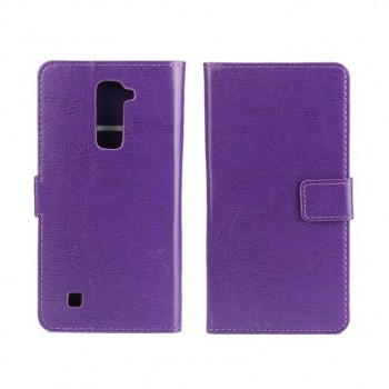 Глянцевый чехол портмоне подставка на пластиковой основе на магнитной защелке для LG K10  Фиолетовый