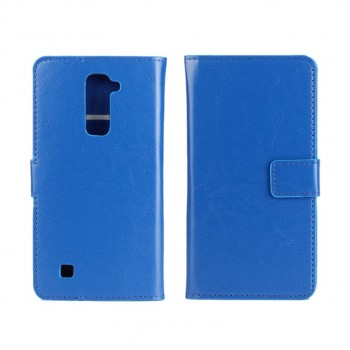 Глянцевый чехол портмоне подставка на пластиковой основе на магнитной защелке для LG K10  Синий