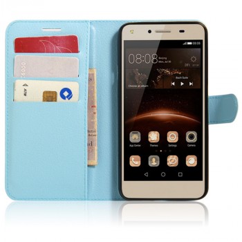 Чехол портмоне подставка на магнитной защелке для Huawei Honor 5A/Y5 II Голубой