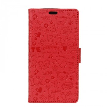 Чехол портмоне подставка текстура Узоры на силиконовой основе на магнитной защелке для Huawei Honor 5A/Y5 II Красный