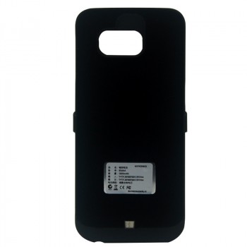 Пластиковый непрозрачный матовый чехол с встроенным аккумулятором 5800 мАч и подставкой для Samsung Galaxy S6  Черный