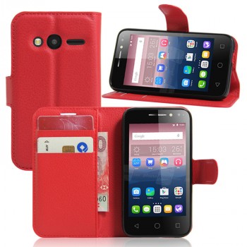 Чехол портмоне подставка на силиконовой основе на магнитной защелке для Alcatel One Touch Pixi 4 (4) Красный