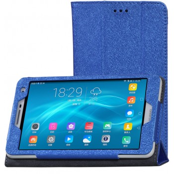 Чехол книжка подставка текстура Узоры с рамочной защитой экрана для Huawei MediaPad T2 7.0 Pro Синий
