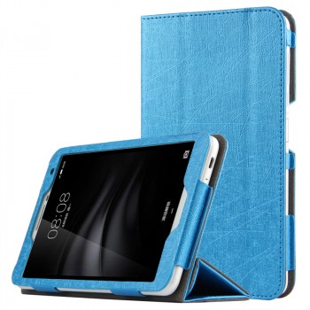 Чехол книжка подставка текстура Линии с рамочной защитой экрана для Huawei MediaPad T2 7.0 Pro  Голубой