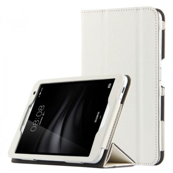 Чехол книжка подставка текстура Линии с рамочной защитой экрана для Huawei MediaPad T2 7.0 Pro  Белый