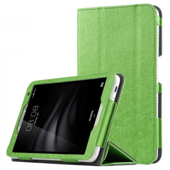 Чехол книжка подставка текстура Линии с рамочной защитой экрана для Huawei MediaPad T2 7.0 Pro  Зеленый