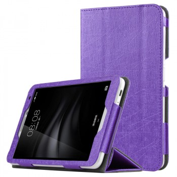 Чехол книжка подставка текстура Линии с рамочной защитой экрана для Huawei MediaPad T2 7.0 Pro  Фиолетовый
