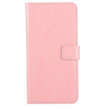 Вощеный чехол портмоне подставка на пластиковой основе на магнитной защелке для HTC Desire 828  Розовый