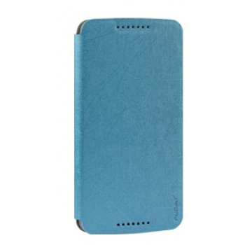 Чехол горизонтальная книжка на пластиковой основе на присосках для HTC Desire 828 Голубой