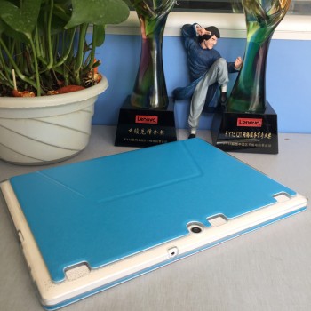 Чехол книжка подставка на транспарентной силиконовой основе для Lenovo Tab 2 A10  Голубой