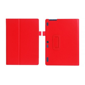 Чехол книжка подставка с рамочной защитой экрана и крепежом для стилуса для Lenovo Tab 2 A10-30/Tab 10 TB-X103F Красный