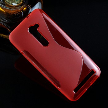 Силиконовый матовый полупрозрачный чехол с дизайнерской текстурой S для Asus Zenfone 2 5  Красный