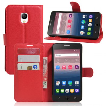 Чехол портмоне подставка на силиконовой основе на магнитной защелке для Alcatel OneTouch Pop Star 3G 5022d Красный
