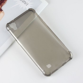 Силиконовый глянцевый полупрозрачный чехол с усиленными углами для LG X Power Серый