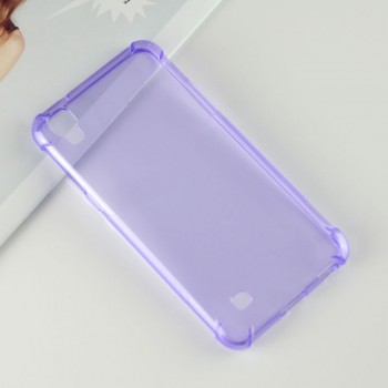 Силиконовый глянцевый полупрозрачный чехол с усиленными углами для LG X Power Фиолетовый