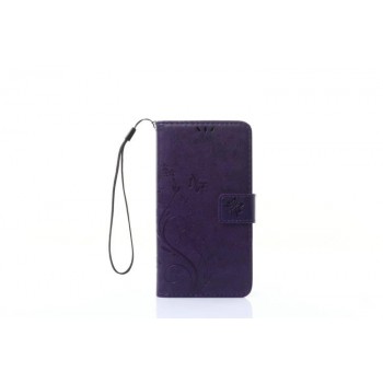 Чехол портмоне подставка текстура Узоры на силиконовой основе на магнитной защелке для Sony Xperia X Performance Фиолетовый