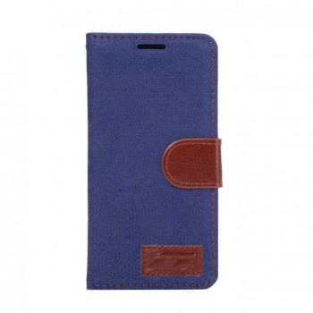 Чехол горизонтальная книжка подставка текстура Узоры на силиконовой основе с отсеком для карт на магнитной защелке с тканевым покрытием для Sony Xperia X Performance  Синий