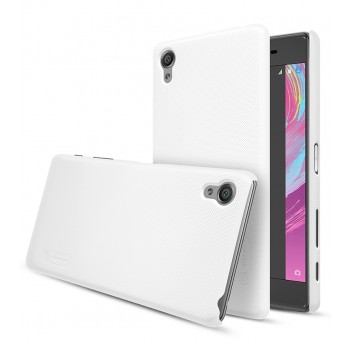 Пластиковый непрозрачный матовый нескользящий премиум чехол для Sony Xperia X Performance Белый
