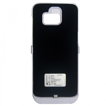 Пластиковый непрозрачный матовый чехол с встроенным аккумулятором 6500 мАч и подставкой для Samsung Galaxy S7 Edge  Белый
